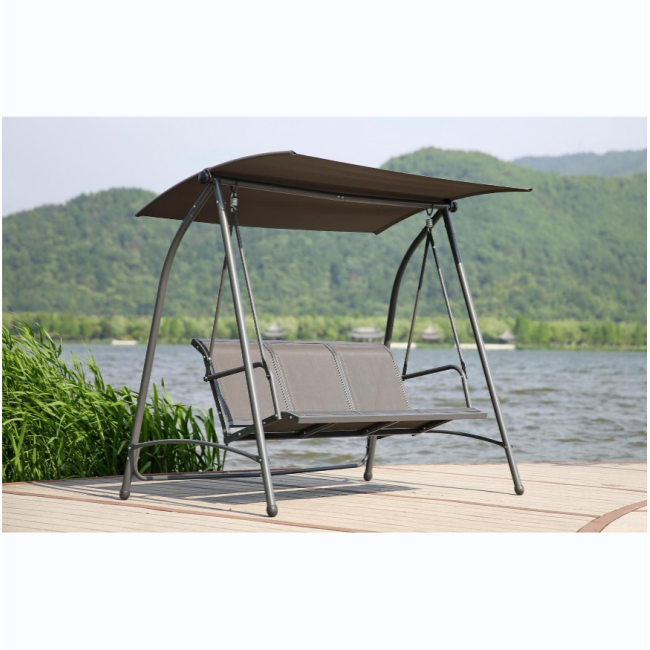 YOHO Cheap Garden Patio swings chair hanging 2 seats chair metal frame Patio swings with cushions with canopy