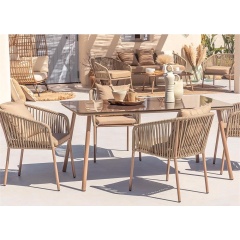 YOHO Outdoor Furniture Dining Tables and Chairs Garden Patio Modern Rattan Dining Room Sets