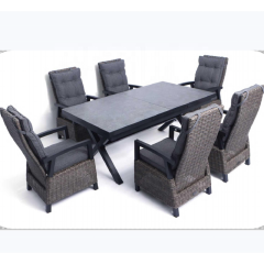 YOHO outdoor furniture Luxury Garden Patio rattan Dining set adjustable leisure chair High end stretchable table dining set