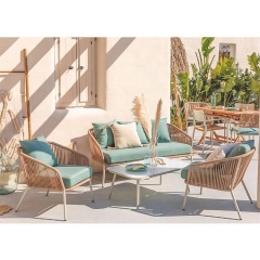 High Quality All weather Outdoor Garden Patio PE wicker Rope Coversation Sofa Set Garden Furniture sectional Sofa Set