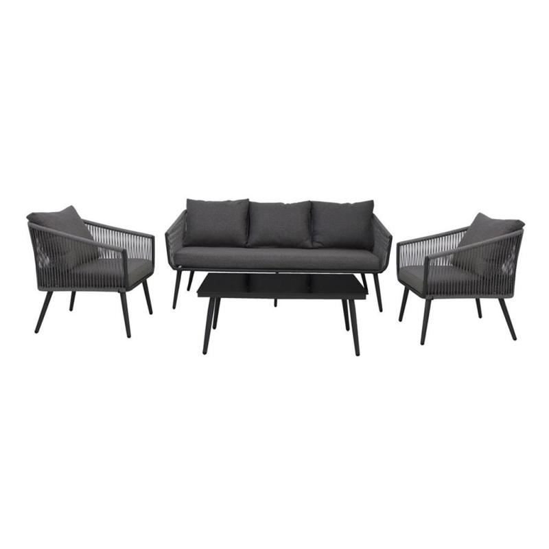 Outdoor Modern Aluminum Sectional Conversation 4pc Sofa Set