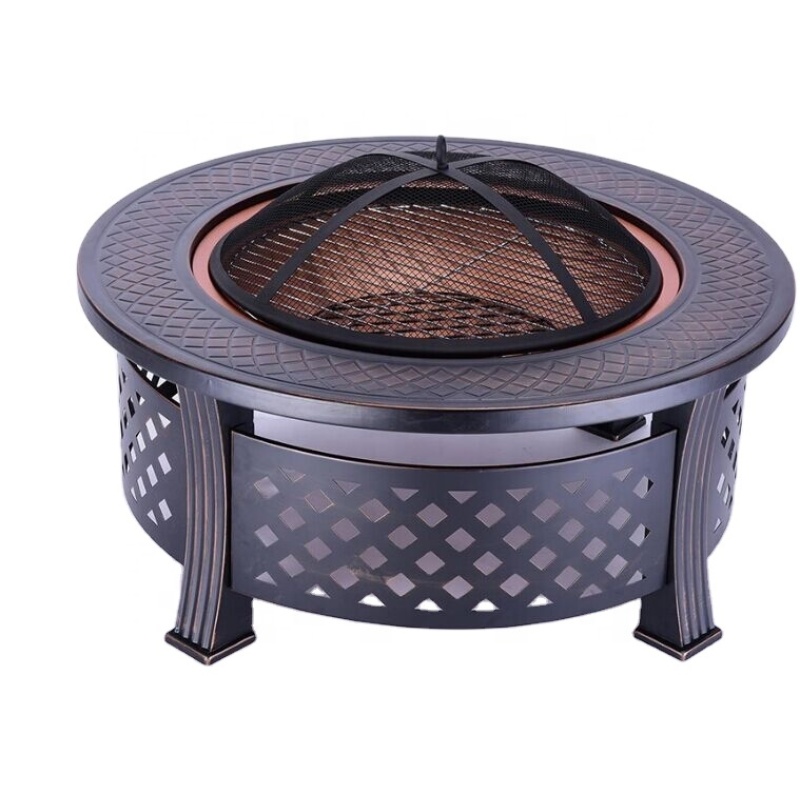 Outdoor Bowl Fireplace Stove Brazier and Backyard Garden Round Metal Fire Pit Metal, Tile Table Top 81/81/35 Cm 83/83/15 Cm 20GP