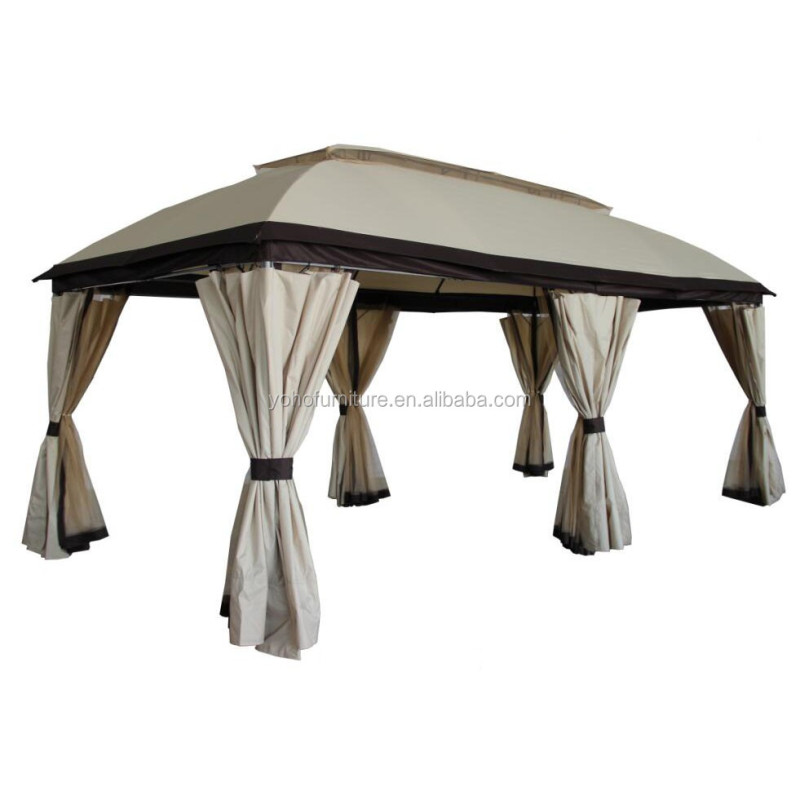 Outdoor windproof and waterproof metal steel framed gazebo without curtains