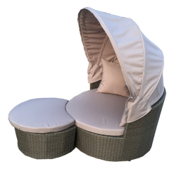 YOHO Outdoor Day Bed Patio Garden Sunbed Leisure Rattan recliner Wricker Aluminum Sun loungers  with canopy