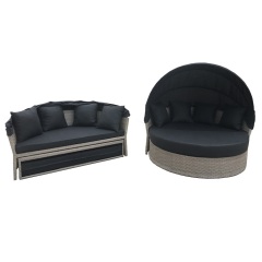 YOHO Outdoor garden furniture  leisure lounger sunbed garden wicker day bed lounger Rattan sun loungers with canopy