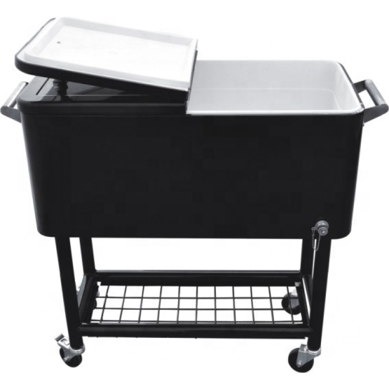 Mobile beer keg 80-Quart Steel Beverage Cooler Ice Bucket Rolling Cart for outdoor