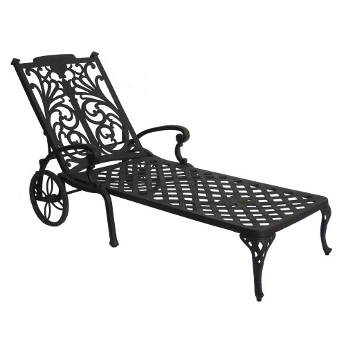 Outdoor Furniture  Garden Premium Cast Aluminum Wheeled Chaise Lounger