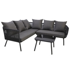 Yoho Outdoor KD Aluminum Garden Set 3pc L shape Sectional Sofa Set Rope patio Sofa Set