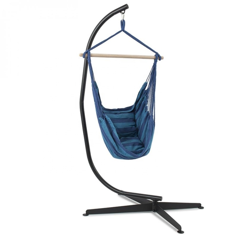 C Shape Steel  Hanging Hammock Woven Egg Chair Stand, Hammock Swing Chair Stand Outdoor