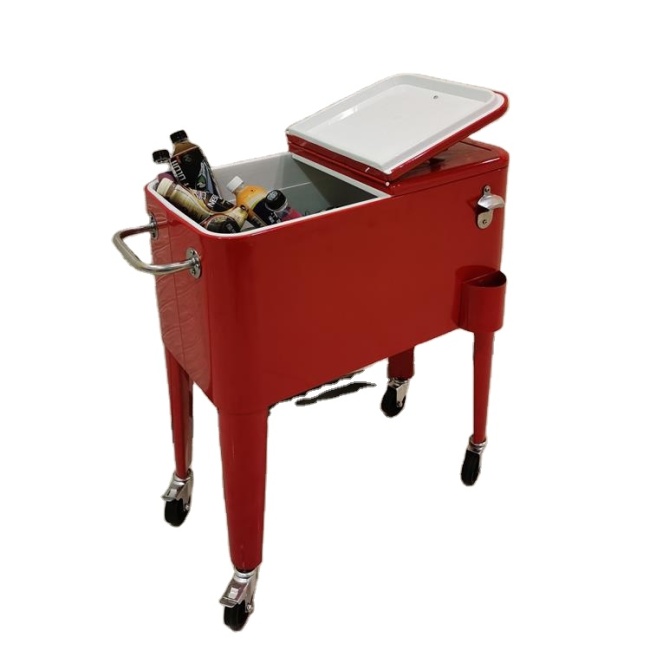 Yoho Ice Cooler Bucket Stainless Steel Powder Coated Red Gloss Finish Table Cooler Ice Bucket