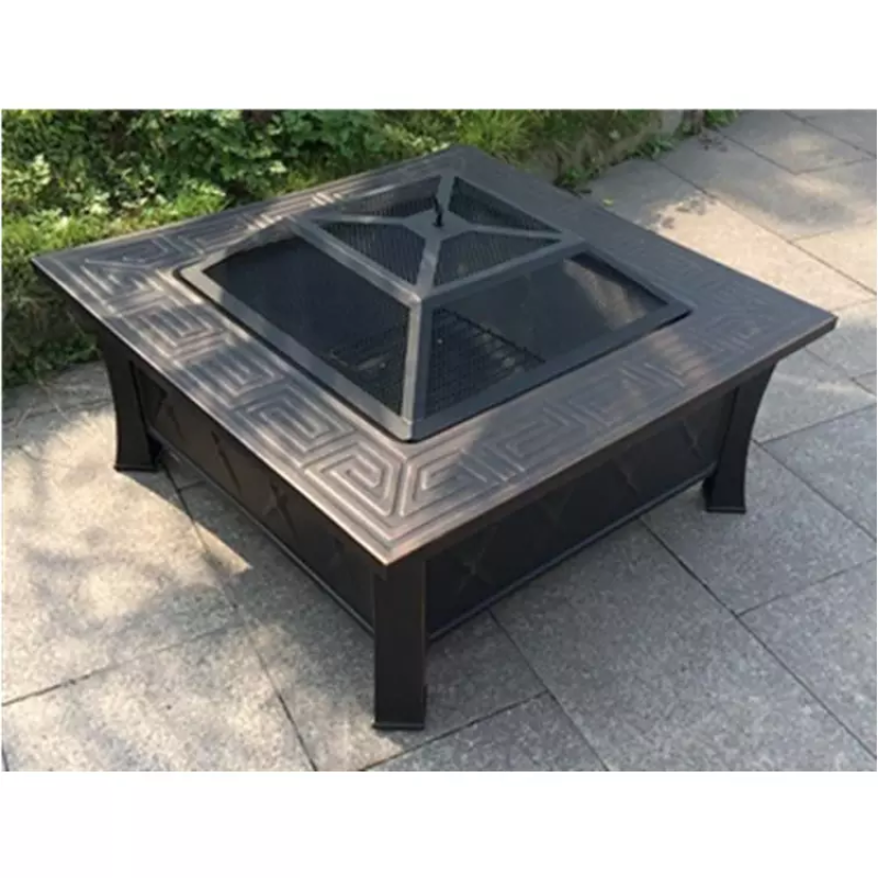 Yoho Outdoor Wood Burning Steel Fire Pit With Barbecue Roasting Grill