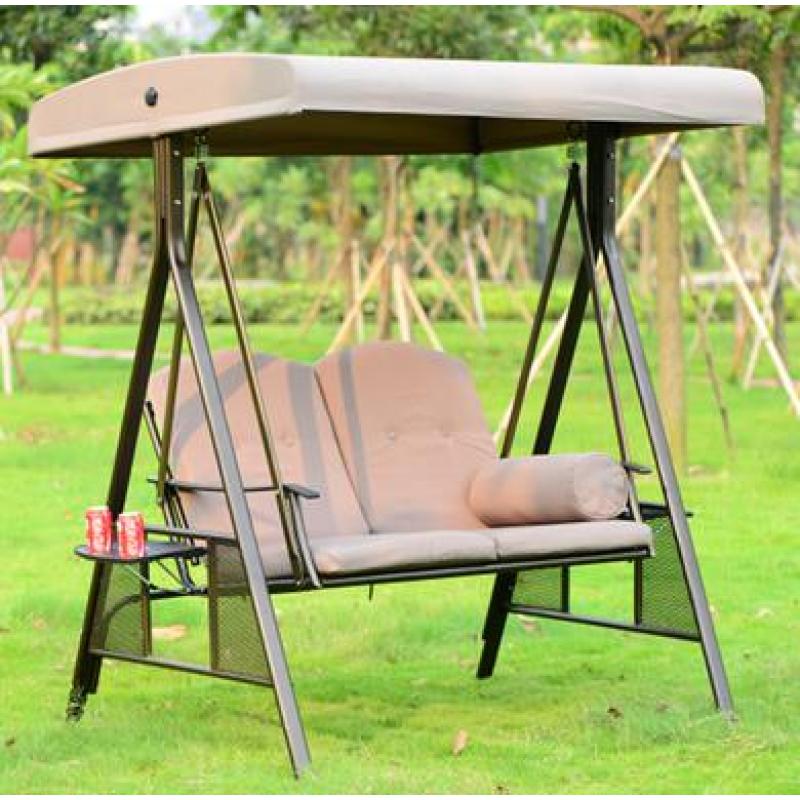 Outdoor patio swing chair hanging garden swing chairs set three seat metal swing for adult