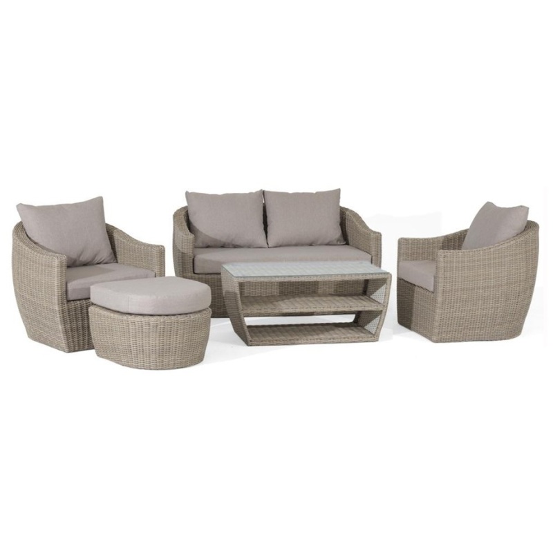 Outdoor modern garden patio rattan sofa garden furniture set with gas fire pit table