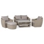 Outdoor modern garden patio rattan sofa garden furniture set with gas fire pit table
