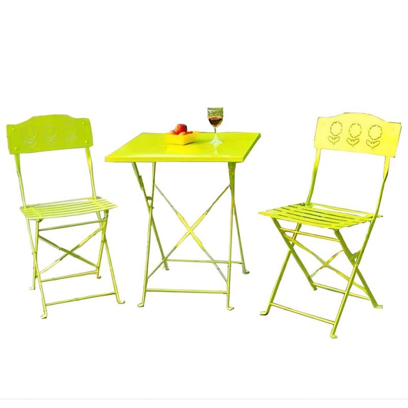 Outdoor folding metal Chair with table set Simple 3pcsbalcony Conversation patio reception living room