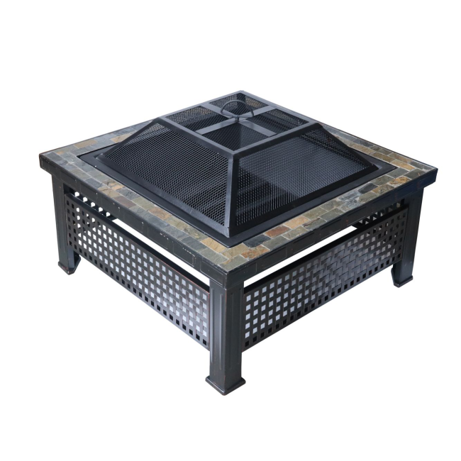 Yoho wholesale Outdoor BBQ Wood Burning Fire Pit Bowl Customized Square Table Fire Fit