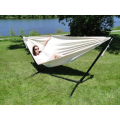 YOHO 0utdoor patio garden wood frame hanging Hammock with Canvas fabric