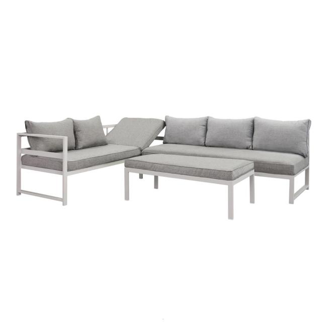 Yoho In Stock Aluminum 3pc Multifunction L-shaped Outdoor Sofa Set Simple Furniture  Patio Conversation Corner Set