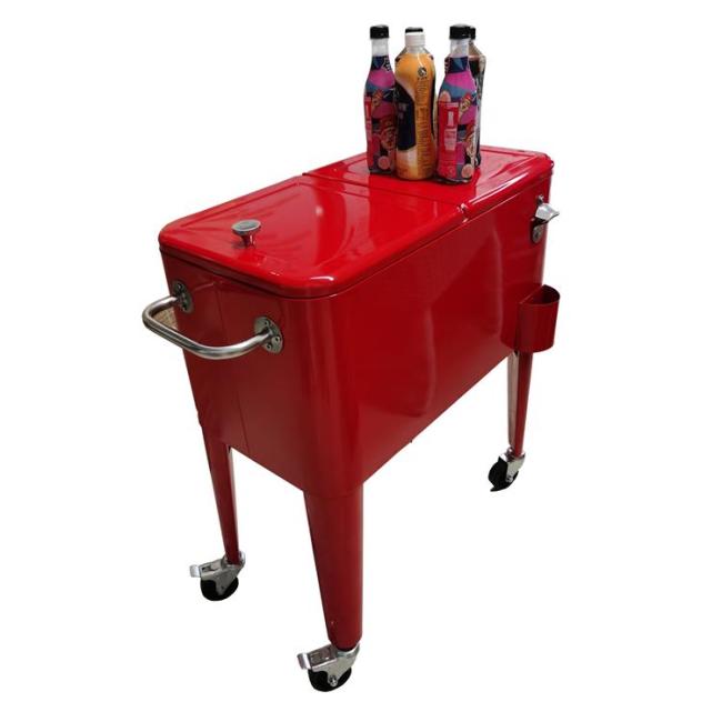 Metal Rolling Patio Cooler Cart/Ice Chest/Hand Push Beverage Cart