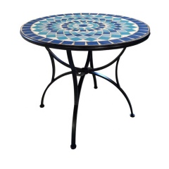 Roadside coffee shop little coffee house blue and white geometric pattern bistro set bar mosaic table with ceramic tile top