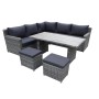 6pcs modern sofa set outdoor garden patio poly rattan wicker furniture sofa with 10cm seat cushion and tea table