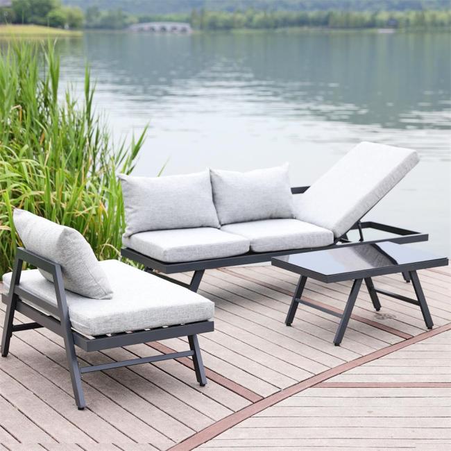 Garden Adjustable aluminum Multifunctional Sofa set Outdoor Furniture  Patio Balcony with cushion