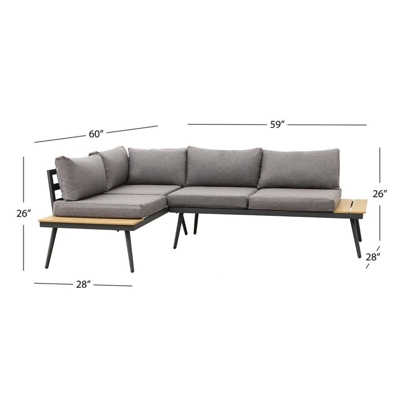 Yoho Hot Sale KD Aluminum Frame Plywood 4pc Sofa Set Outdoor furniture Garden Set L shape Garden Sofa Set Furniture