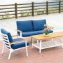 Modern garden furniture set aluminum frame metal garden wood table and sofa set