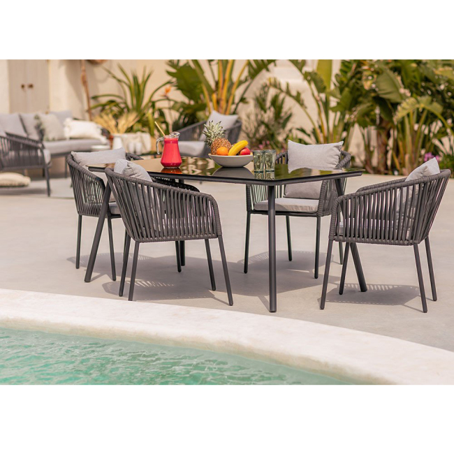 New product braid woven table and chairs for garden causal conversation rattan sofa rattan rope furniture