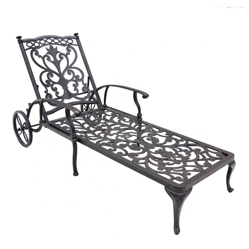 Cast aluminum chaise sun lounge chair