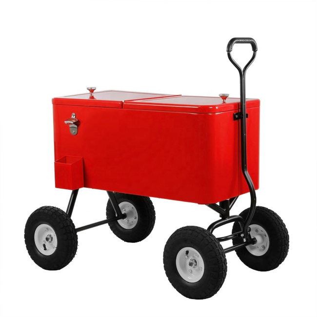 YOHO Hot Sale Outdoor Garden Hiking Camping cooler cart Beverage Tubs Cooler Lid beer/wine/drink Ice Bucket with big wheels