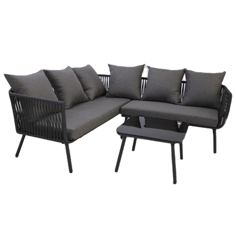 Yoho Hot Sale KD Aluminum Frame Plywood 4pc Sofa Set Outdoor furniture Garden Set L shape Garden Sofa Set Outdoor Furniture