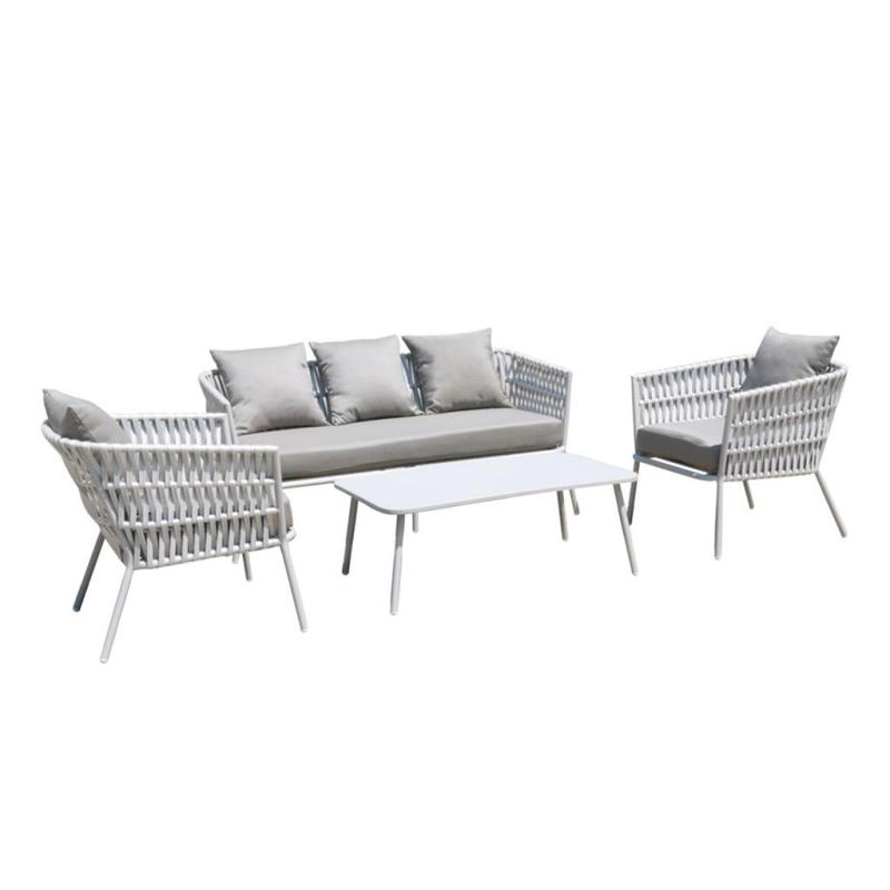 YOHO Hot sale 4pc Outdoor Garden Furniture Modern Luxury Conversation Sofa Set Rattan Sofa Set Rope Sectional Sofa Couch