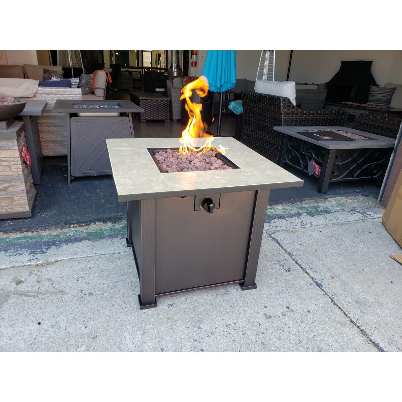 Wholesale ISO9001 CE outdoor gas table stainless gas fire pit square garden firepit table