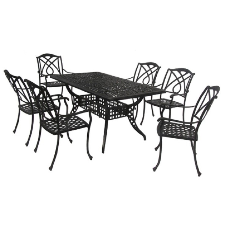 outdoor furniture luxury round 7 pcs cast aluminium set patio dining set