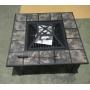 Square Fire Pit with BBQ Grill Cooler and Tile Table Top Charcoal Outdoor Garden 4 in 1 81cm by 81cm