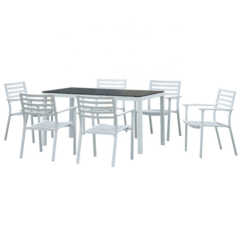 Nordic minimalism all aluminum chairs and table for outside 7pc garden bistro set 2018 new product