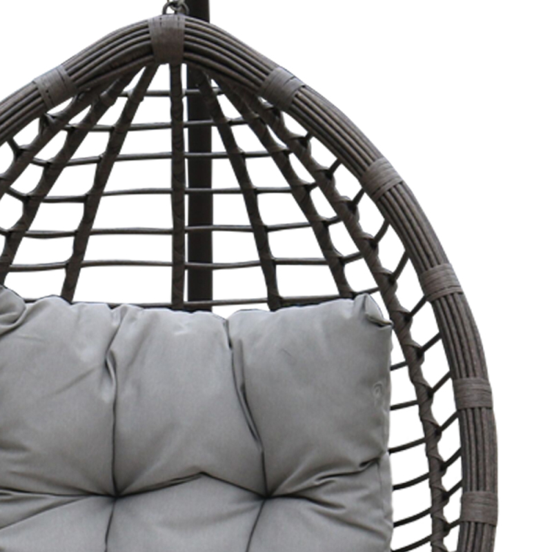 Outdoor and Indoor Garden Steel Rattan Patio Hanging Egg Swing Chair Set