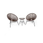 3pcs KD leg outdoor steel frame round wicker/rattan acapulco chair and table set