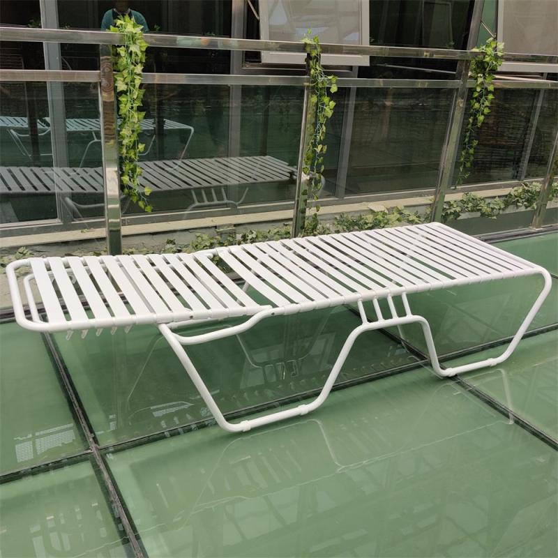 Modern Outdoor Strap Chaise Lounge Aluminum Frame Sun Lounger Garden Patio PVC Outdoor Furniture Swimming Pool Chaise Lounger