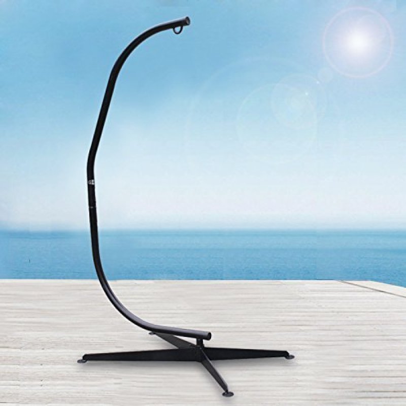 C Shape Steel  Hanging Hammock Woven Egg Chair Stand, Hammock Swing Chair Stand Outdoor