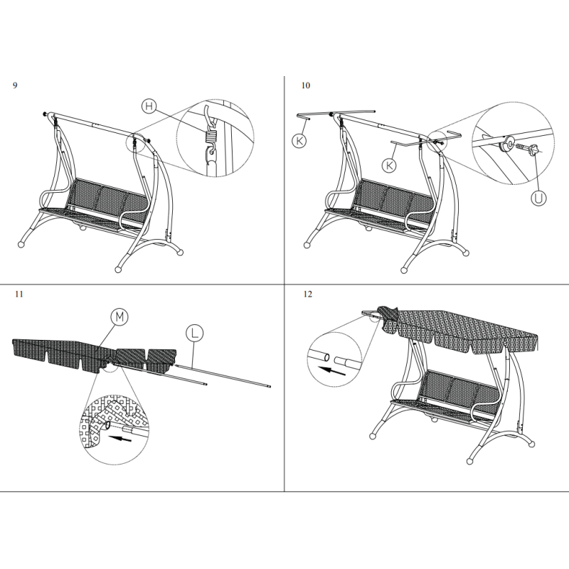 Outdoor patio 3-seat garden outdoor patio use leisure steel tube swing chair with canopy can be used as daybed