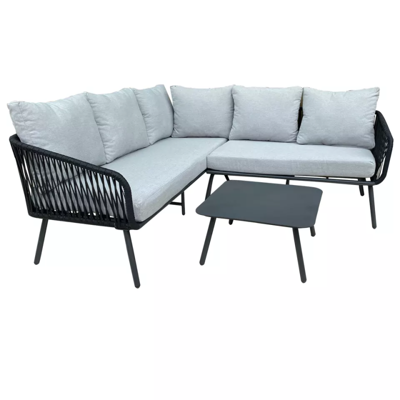 Yoho In Stock Aluminum 3pc Multifunction L-shaped Outdoor Sofa Set Simple Furniture  Patio Conversation Corner Set