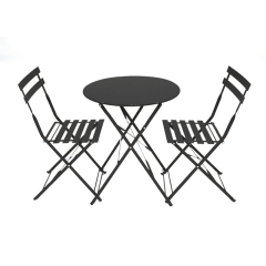 Simple cheap 3 Pcs Folding flat steel Portable Garden chair balcony Bristo set Outdoor Patio cafe chair table set