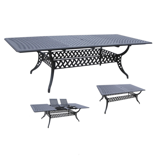 Outdoor garden cast aluminum extensible dinning table 10 seater patio furniture outdoor long table