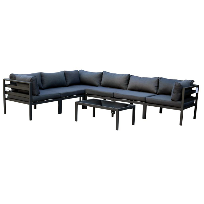 YOHO Outdoor Furniture Big corner Sofa Set Garden Patio Aluminum sectional Sofa Set With Table