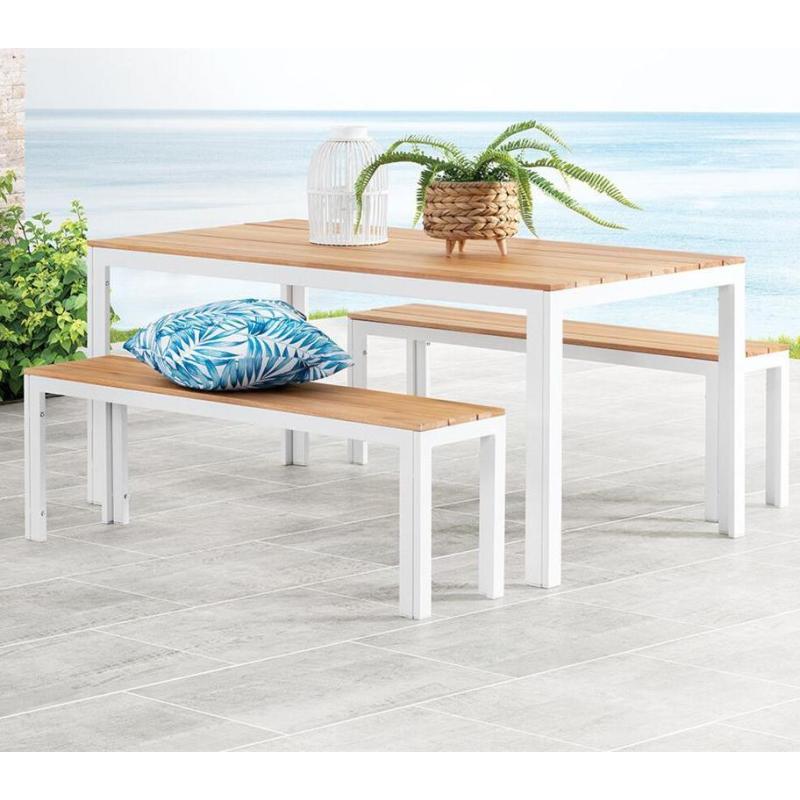 Outdoor Garden Simple Dining Room Patio Picnic Teak Beer Table Aluminum Commercial Plastic Solid Wood Bench Chair
