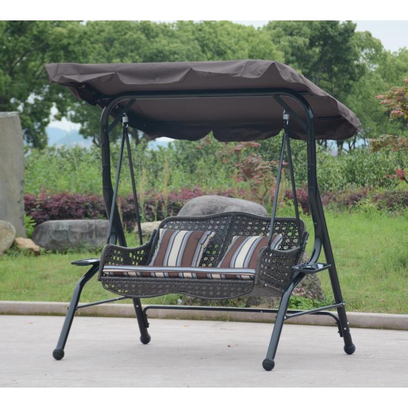 Multi Function Patio Porch Swing Luxury Garden Swings 3-seat Swing Chair Garden