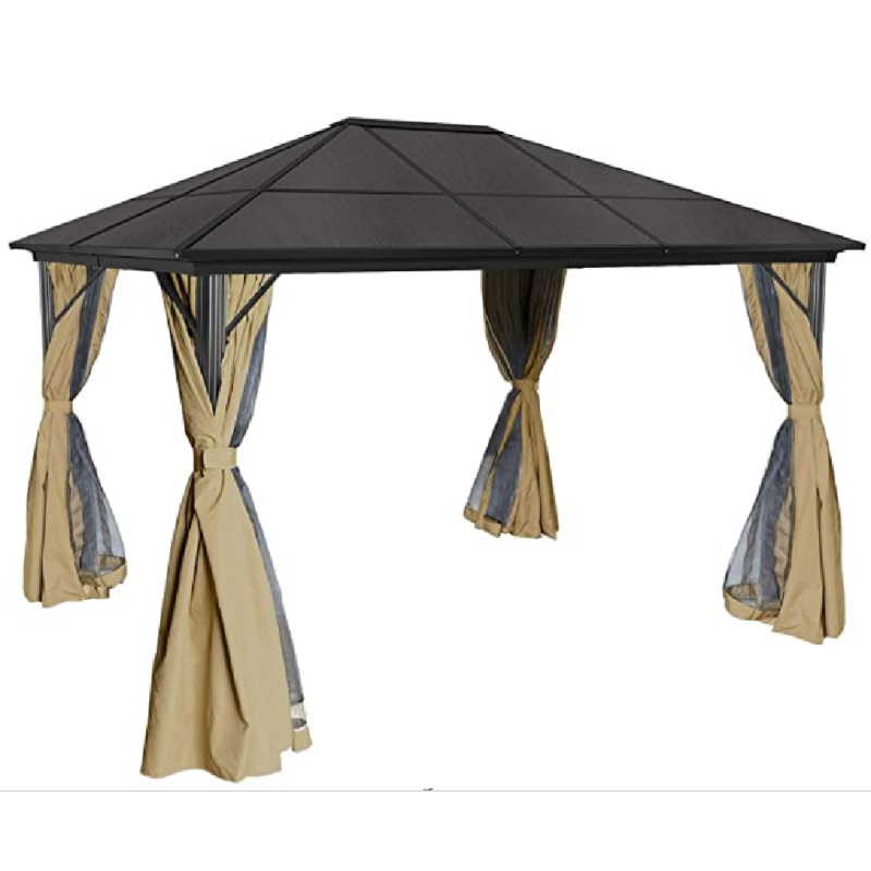 Outdoor aluminium garden gazebo with nets and curtains outdoor patio gazebo with PC board hardtop