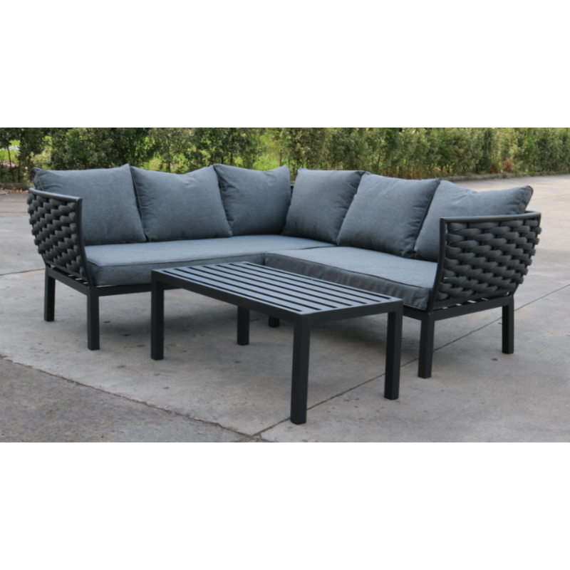 Yoho In Stock Aluminum 3pc Multifunction L-shaped Outdoor Sofa Set Simple Furniture  Patio Conversation Corner Set